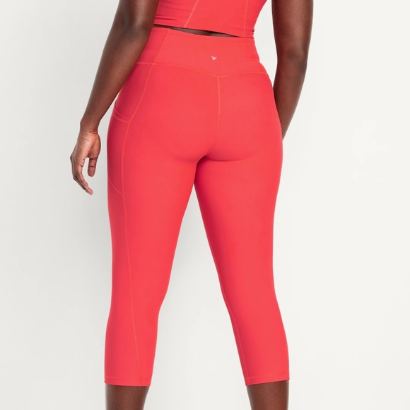 NWT OLD NAVY High-Waisted PowerSoft Crop Legging: Cherry Tomato Size Medium - Picture 6 of 7